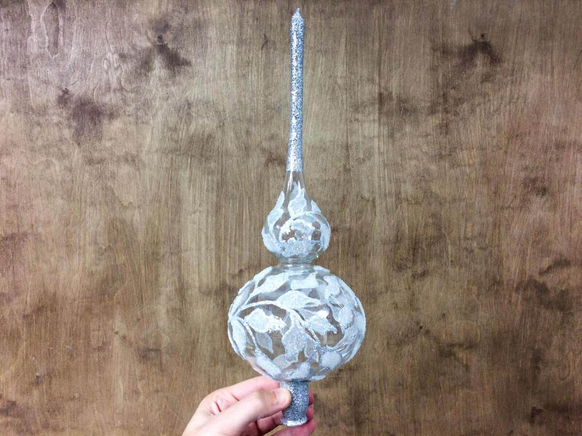 Szpic choinkowy (srebrny, przeźroczysty) - 32 cm 1 szt bombka choinkowa szklana