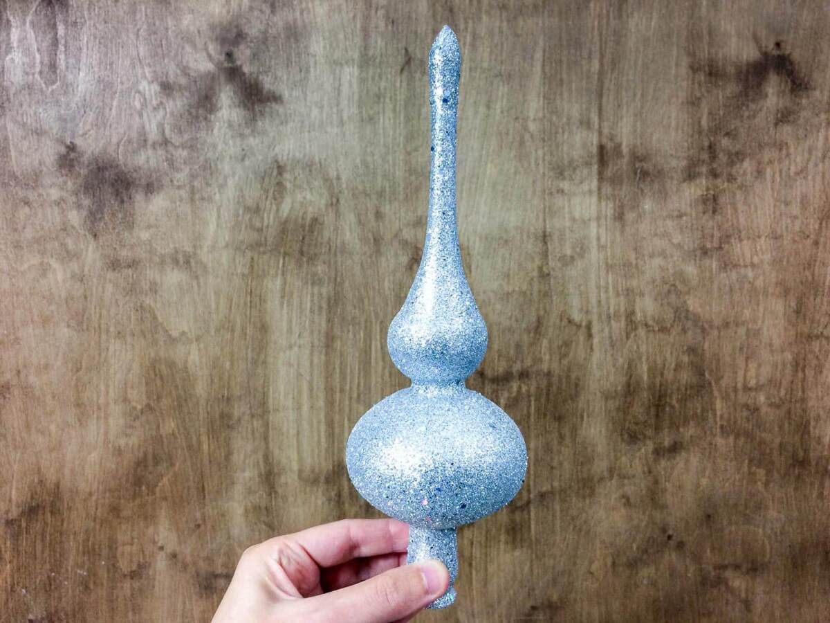 Srebrny szpic choinkowy - 28 cm bombka choinkowa szklana