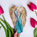 Zakochane Anioły - wiszące srebrno turkusowe