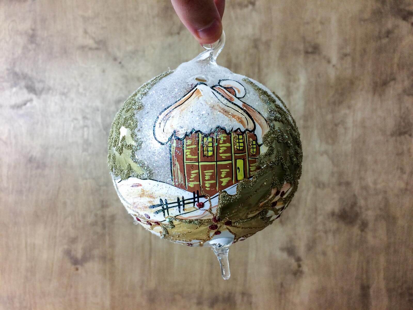 Bombka kominek lampion (Złoty, tealight) - 120 mm 1 szt bombka choinkowa szklana