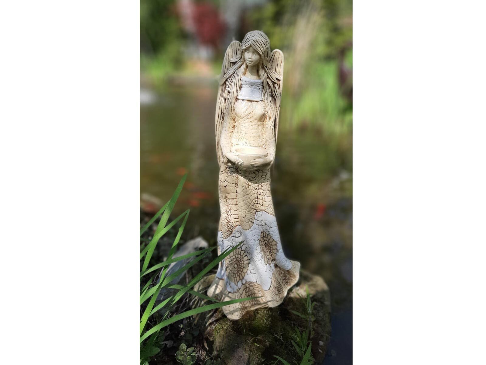 Anioł Genesis (Stojący, Biały) - 57 x 22 cm figurka dekoracyjna gipsowa