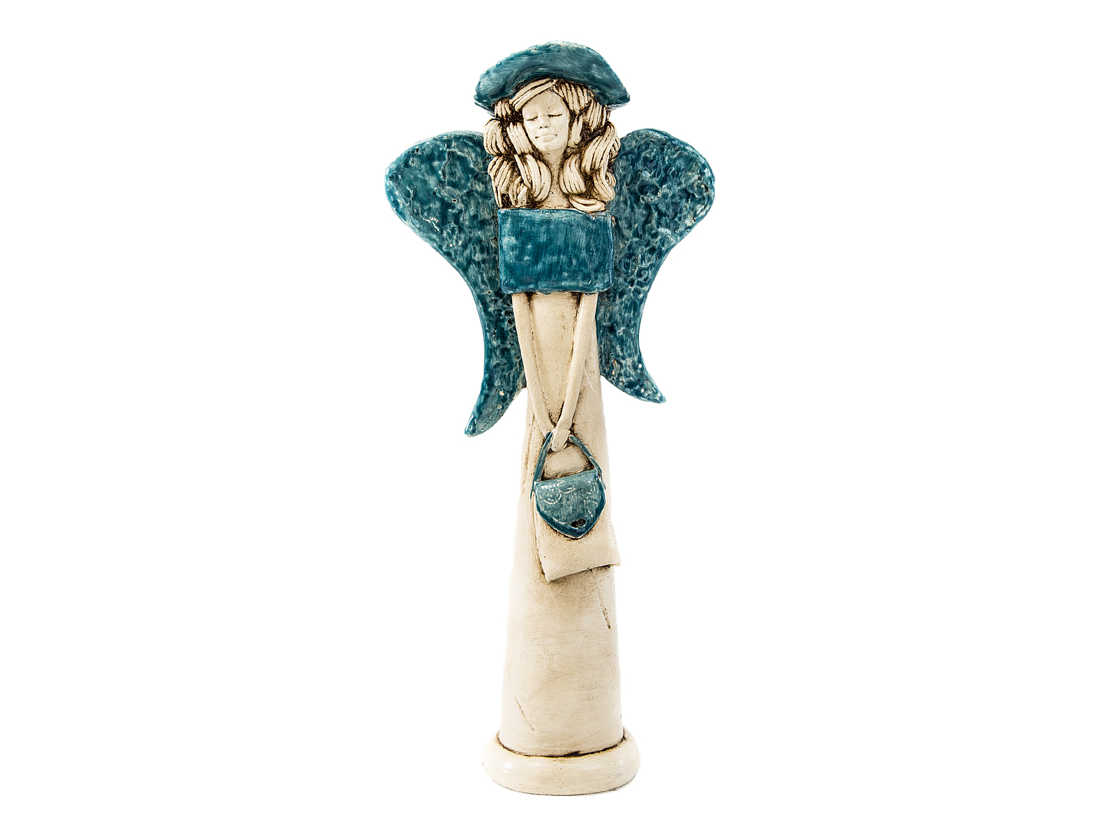 Anioł Coco (Turkusowy) - 30 x 14 cm figurka dekoracyjna gipsowa