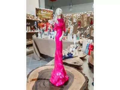 Anioł Margaret - różowy -  32 cm figurka dekoracyjna gipsowa