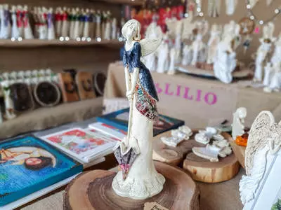 Anioł Annabel - granat -  35 x 15 cm figurka dekoracyjna gipsowa