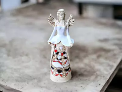 Anioł Anna - biały -  35 x 15 cm figurka dekoracyjna gipsowa