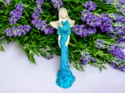 Anioł Margaret - turkus -  32 cm figurka dekoracyjna gipsowa