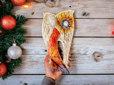 Anioł Xenylla Art - pomarańcz -  figurka dekoracyjna gipsowa