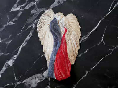 Zakochane Anioły - wiszące czerwone -  35 x 21 cm figurka dekoracyjna gipsowa