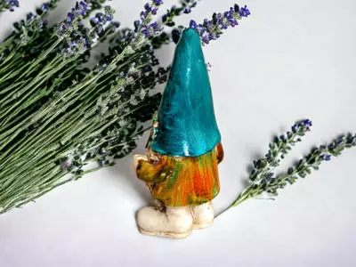 Skrzat Szczęściarz - turkus szylkretowy -  10 x 5 cm figurka dekoracyjna gipsowa