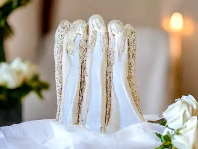 Anioły Wiara Nadzieja Miłość - białe -  28 x 20 cm figurka dekoracyjna gipsowa