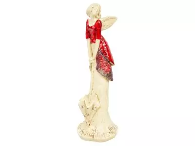 Anioł Annabel - czerwony -  35 x 15 cm figurka dekoracyjna gipsowa
