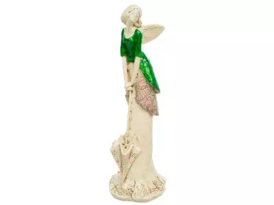 Anioł Annabel - zielony -  35 x 15 cm figurka dekoracyjna gipsowa