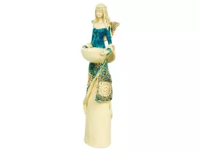 Anioł Florence - turkus ciemny -  32 x 15 cm figurka dekoracyjna gipsowa