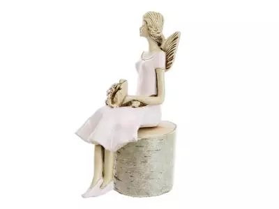Anioł Pauline - różowy -  20 x 9 cm figurka dekoracyjna gipsowa