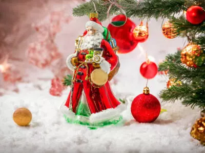 Mikołaj czerwony - dekoracja kształtka -  18 x 9 cm bombka choinkowa szklana