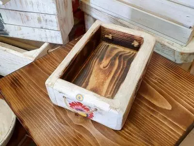 Pudełko drewniane B - motywy ludowe -  21 x 14 x 6 cm ozdoba z drewna
