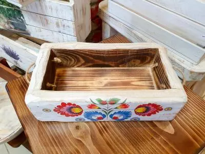 Pudełko drewniane F - motywy ludowe -  26 x 14 x 10 cm ozdoba z drewna