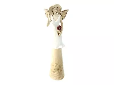 Anioł Chloe - biały -  50 x 15 cm figurka dekoracyjna gipsowa
