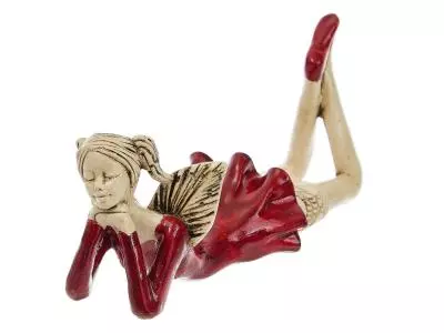 Aniołek Dixie - czerwony -  15 cm figurka dekoracyjna gipsowa