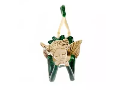 Aniołek Dixie - zielony -  15 cm figurka dekoracyjna gipsowa