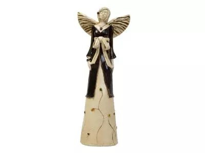 Anioł Lily - ciemny brąz -  35 x 15 cm figurka dekoracyjna gipsowa