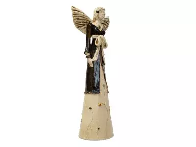 Anioł Lily - ciemny brąz -  35 x 15 cm figurka dekoracyjna gipsowa