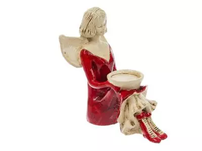Aniołek Marion - czerwony -  15 cm figurka dekoracyjna gipsowa