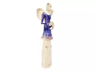 Anioł Mia - fiolet ciemny -  40 x 16 cm figurka dekoracyjna gipsowa