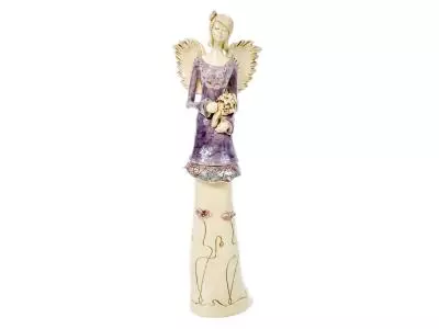 Anioł Mia - fiolet jasny -  40 x 16 cm figurka dekoracyjna gipsowa