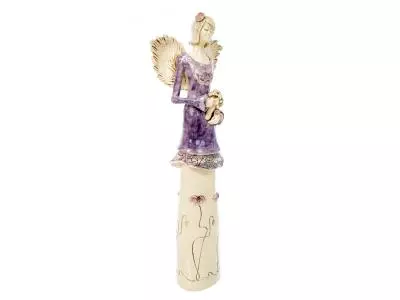 Anioł Mia - fiolet jasny -  40 x 16 cm figurka dekoracyjna gipsowa