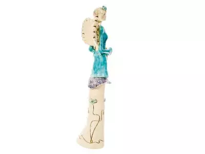 Anioł Mia - turkus jasny -  40 x 16 cm figurka dekoracyjna gipsowa