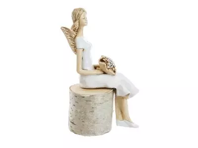 Anioł Pauline - biały -  20 x 9 cm figurka dekoracyjna gipsowa