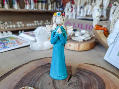 Aniołek Eva - turkus -  15 cm figurka dekoracyjna gipsowa