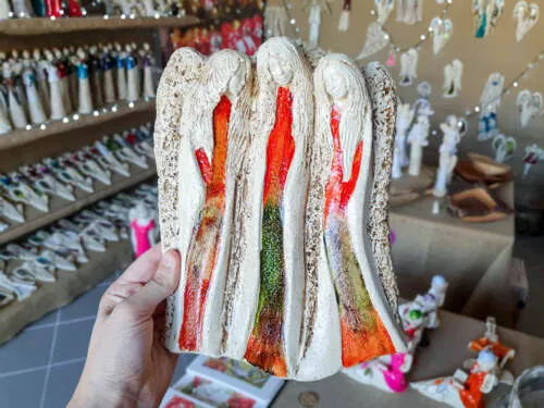 Anioły Wiara Nadzieja Miłość - pomarańcz -  28 x 20 cm figurka dekoracyjna gipsowa