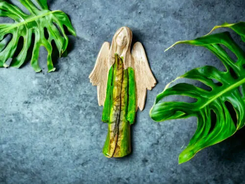 Anioł Julia Art Leaf - zielony -  27 x 14 cm figurka dekoracyjna gipsowa