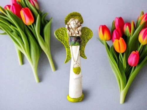 Anioł Coco Art Leaf  -  30 x 14 cm figurka dekoracyjna gipsowa