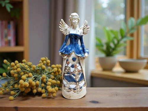 Anioł Anna - jeans -  35 x 15 cm figurka dekoracyjna gipsowa