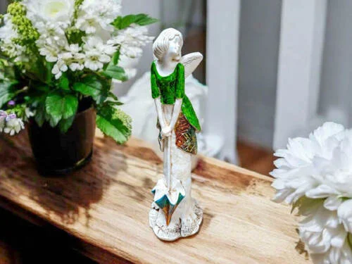 Anioł Annabel - zielony -  35 x 15 cm figurka dekoracyjna gipsowa