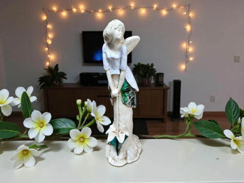 Anioł Annabel - biały -  35 x 15 cm figurka dekoracyjna gipsowa