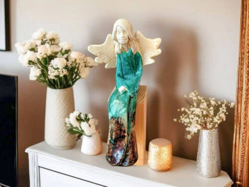 Anioł Agnes Art Leaf -  20 x 9 cm figurka dekoracyjna gipsowa