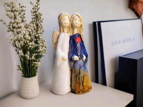 Anioł Apple & Ella Art Leaf -  18 x 10 cm figurka dekoracyjna gipsowa