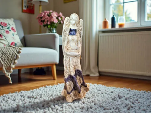 Anioł Genesis - stojący szary -  57 x 22 cm figurka dekoracyjna gipsowa