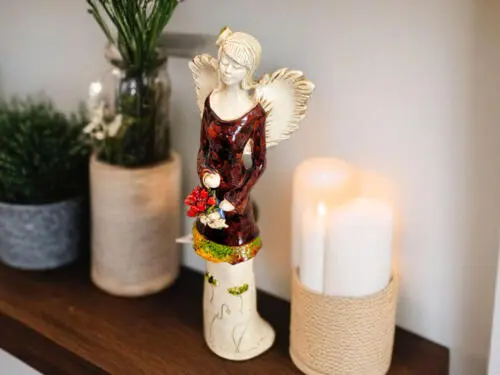 Anioł Mia - brąz -  40 x 16 cm figurka dekoracyjna gipsowa
