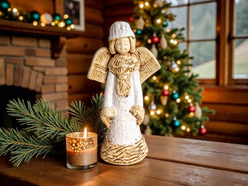 Aniołek Naya - biała -  15 cm figurka dekoracyjna gipsowa