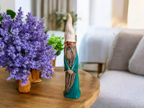 Skrzat Gandalf - turkus -  25 x 5 cm figurka dekoracyjna gipsowa