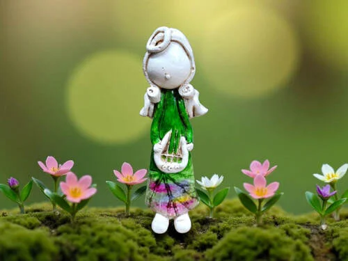 Anioł Szarpidruta Art Leaf - zielony -  27 x 8 cm figurka dekoracyjna gipsowa