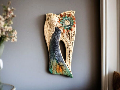 Anioł Xenylla Art - granat -  figurka dekoracyjna gipsowa 31 x 16 cm