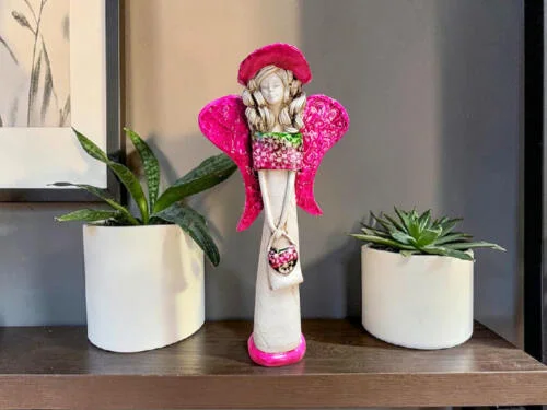 Anioł Coco Art -  30 x 14 cm figurka dekoracyjna gipsowa