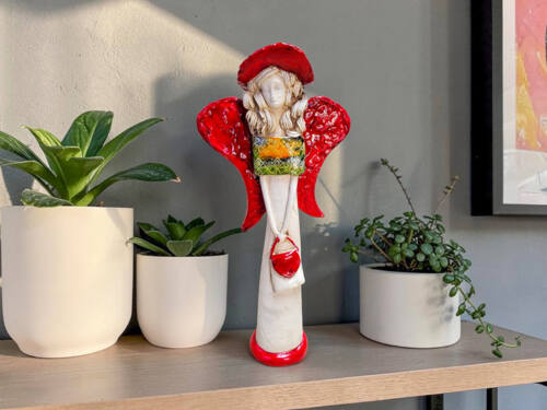 Anioł Coco Art -  30 x 14 cm figurka dekoracyjna gipsowa