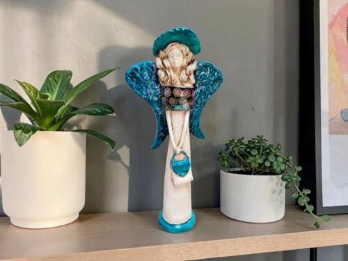 Anioł Coco Art -  30 x 14 cm figurka dekoracyjna gipsowa